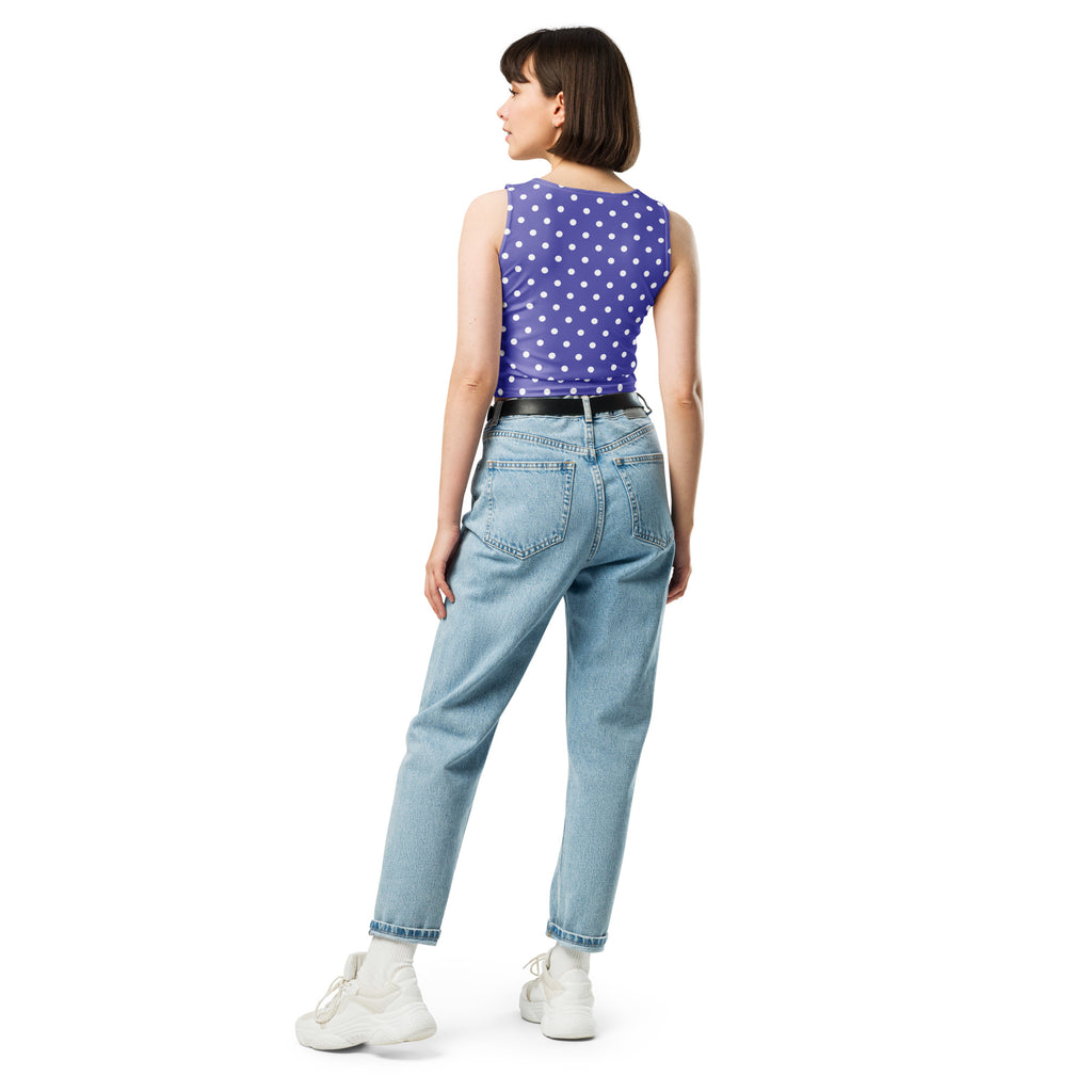 Women's Light Purple Polka Dot Buttery Soft Crop Top- Quick-Drying UPF 50+ Stretch Top
