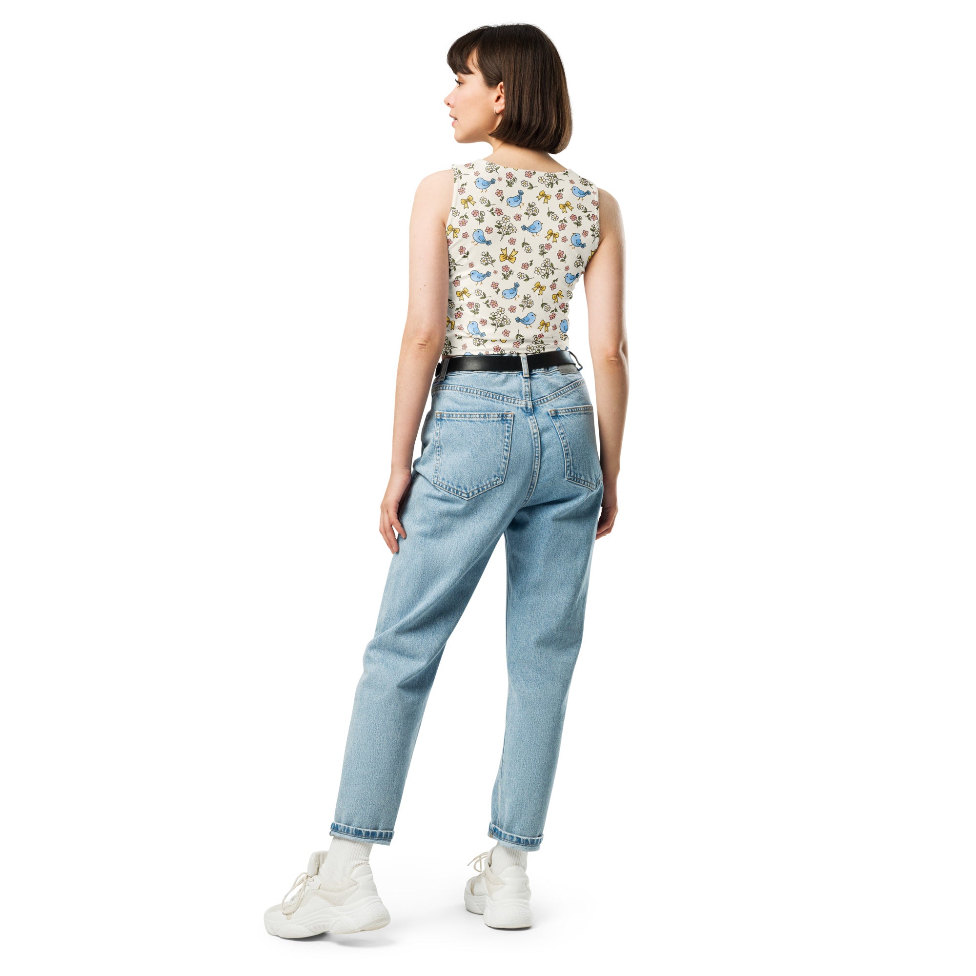 Women's Blue Bird Buttery Soft Crop Top- Quick-Drying UPF 50+ Stretch Top