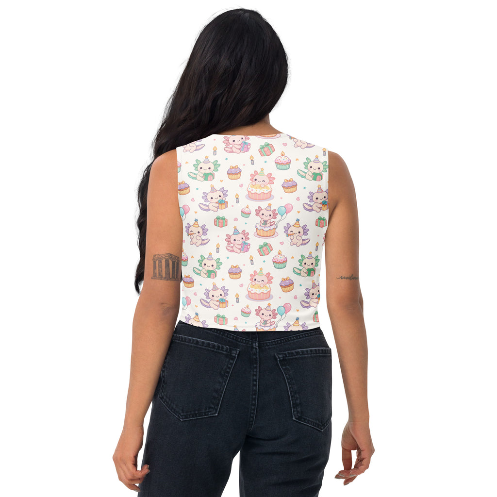 Women's Axolotl Birthday Buttery Soft Crop Top- Quick-Drying UPF 50+ Stretch Top
