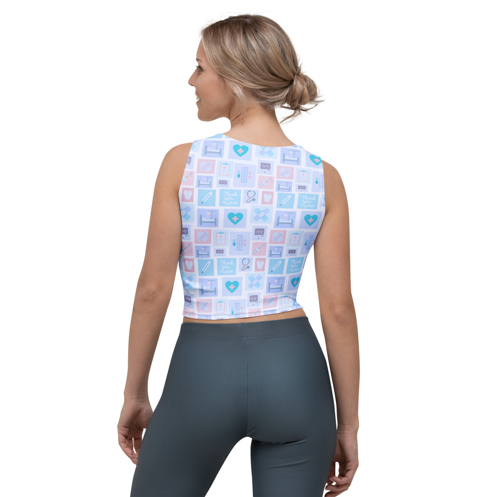 Women's Blue Nurse Icon Buttery Soft Crop Top- Quick-Drying UPF 50+ Stretch Top