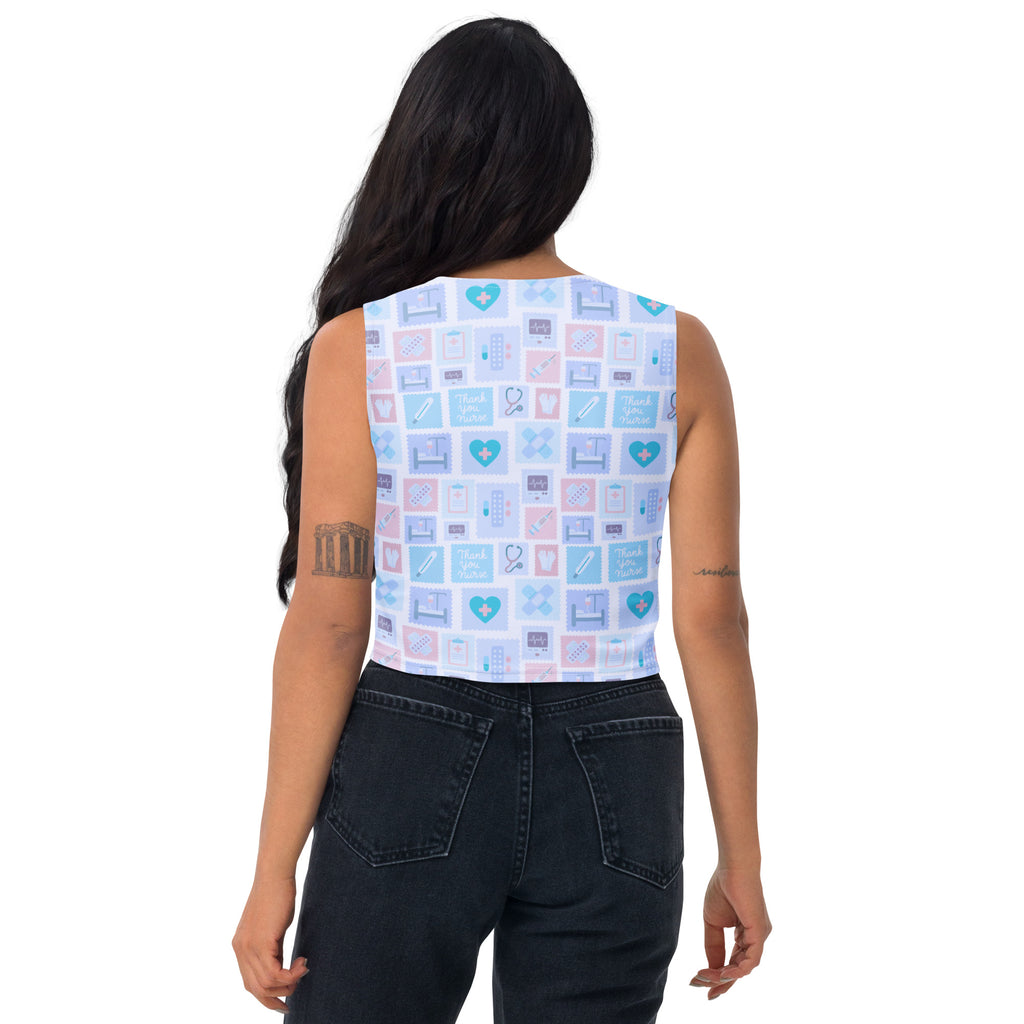 Women's Blue Nurse Icon Buttery Soft Crop Top- Quick-Drying UPF 50+ Stretch Top
