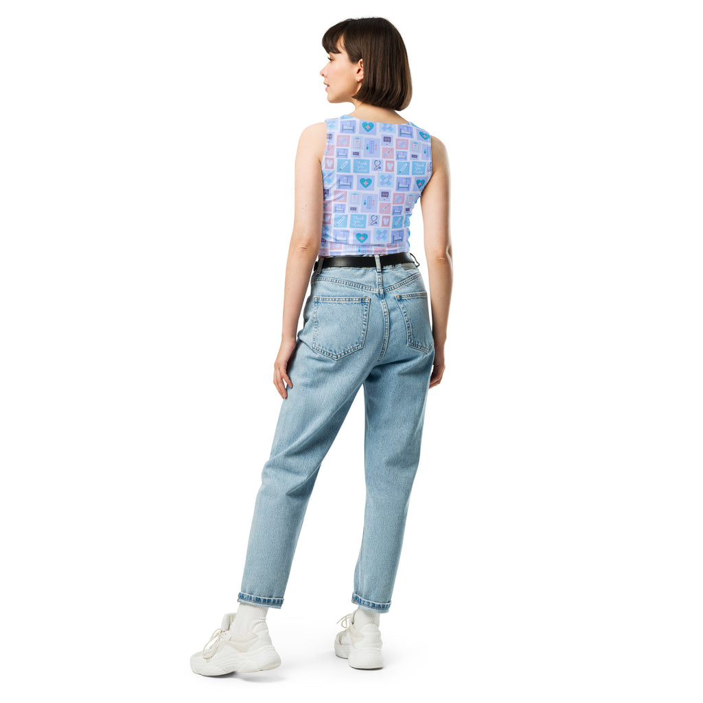Women's Blue Nurse Icon Buttery Soft Crop Top- Quick-Drying UPF 50+ Stretch Top