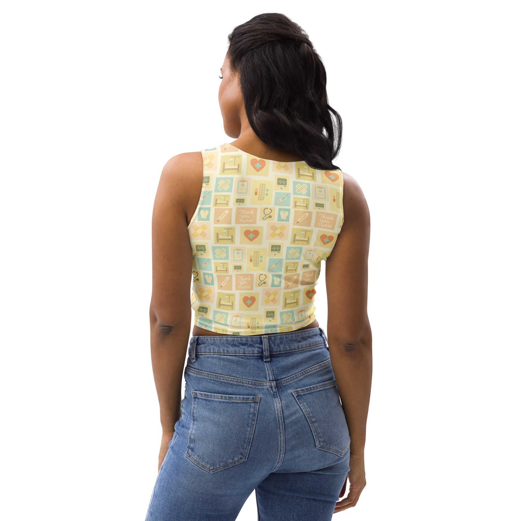 Women's Yellow Nurse Icon Buttery Soft Crop Top- Quick-Drying UPF 50+ Stretch Top