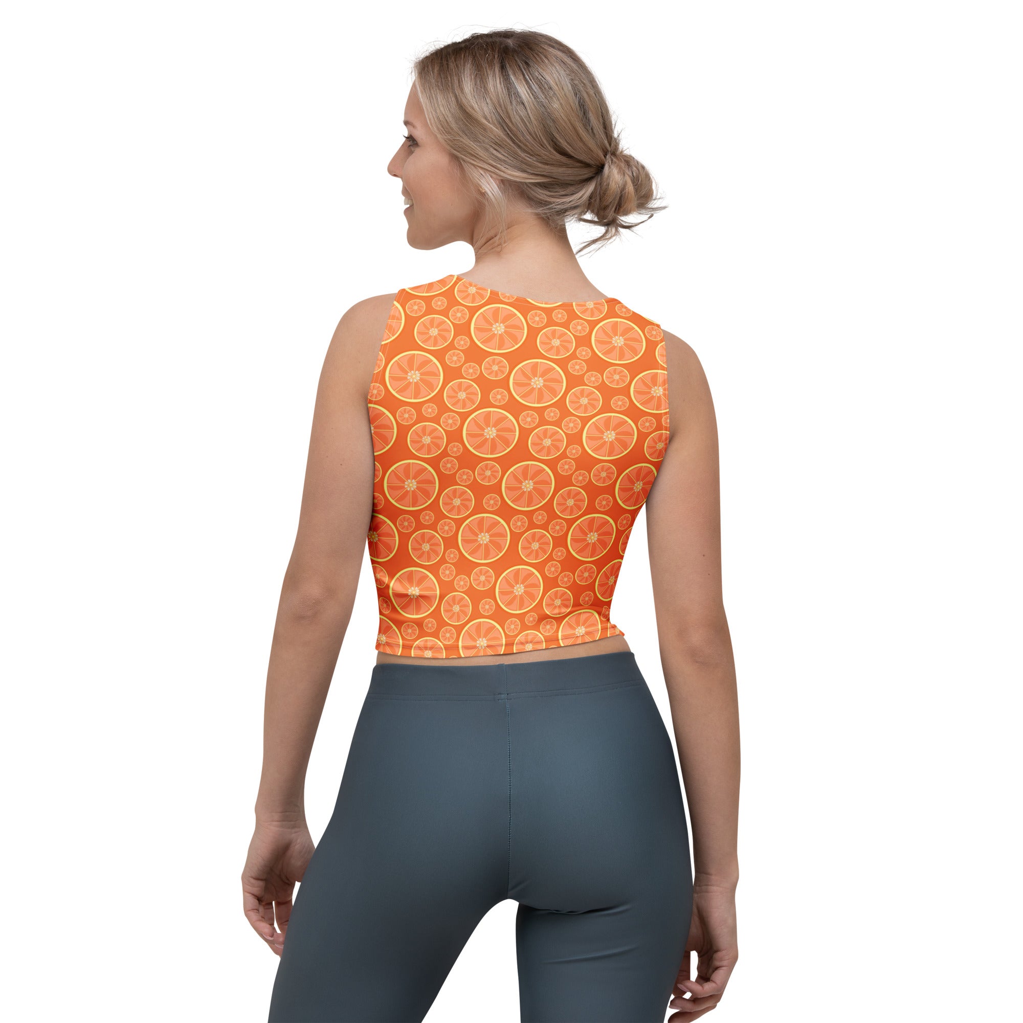 Women's Orange Citrus Buttery Soft Crop Top- Quick-Drying UPF 50+ Stretch Top