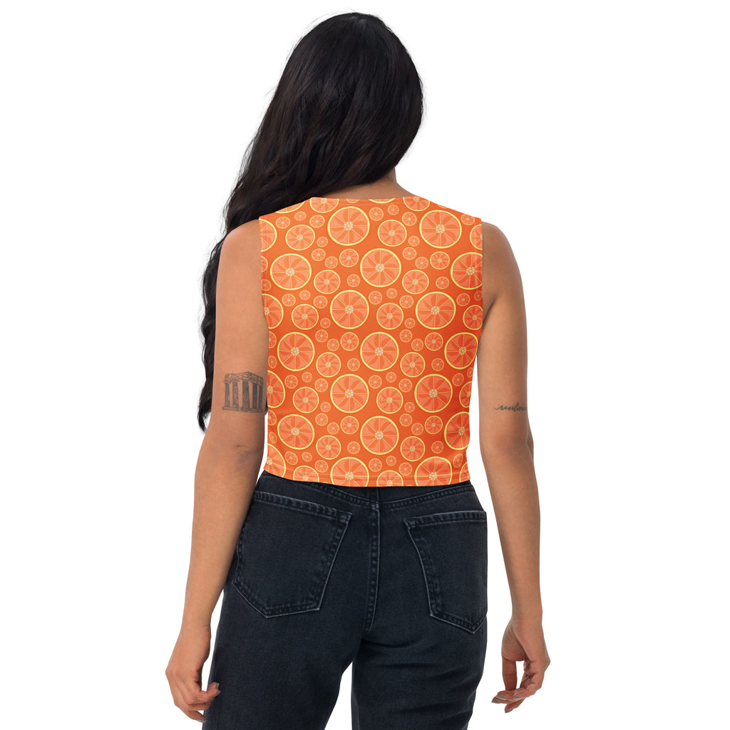 Women's Orange Citrus Buttery Soft Crop Top- Quick-Drying UPF 50+ Stretch Top