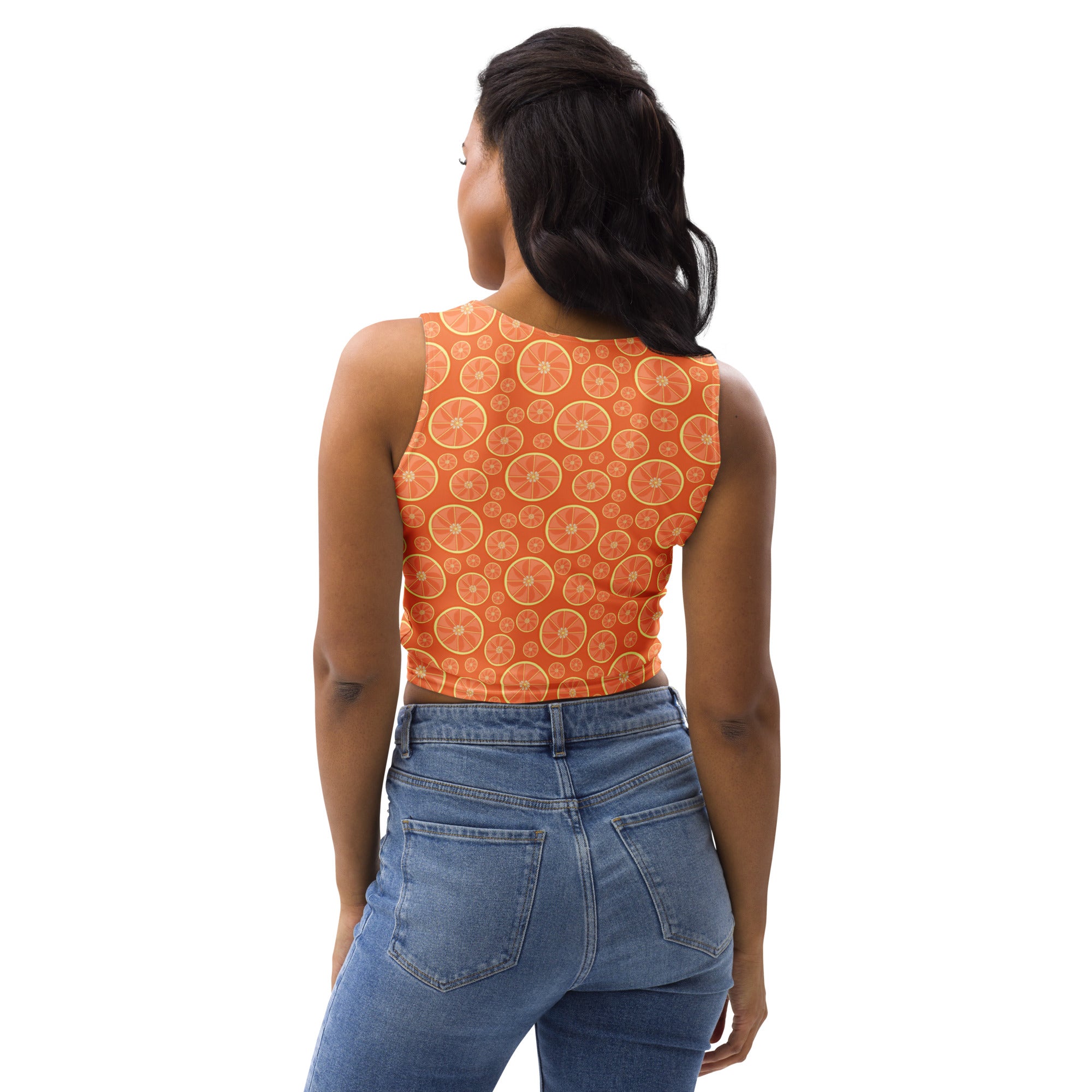 Women's Orange Citrus Buttery Soft Crop Top- Quick-Drying UPF 50+ Stretch Top