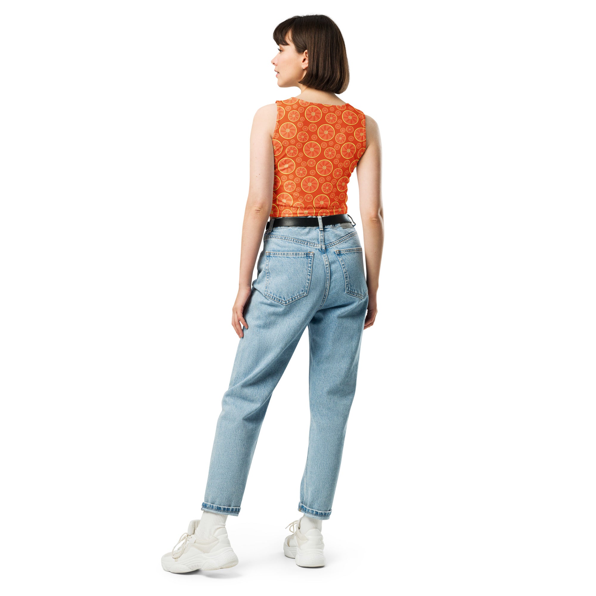 Women's Orange Citrus Buttery Soft Crop Top- Quick-Drying UPF 50+ Stretch Top