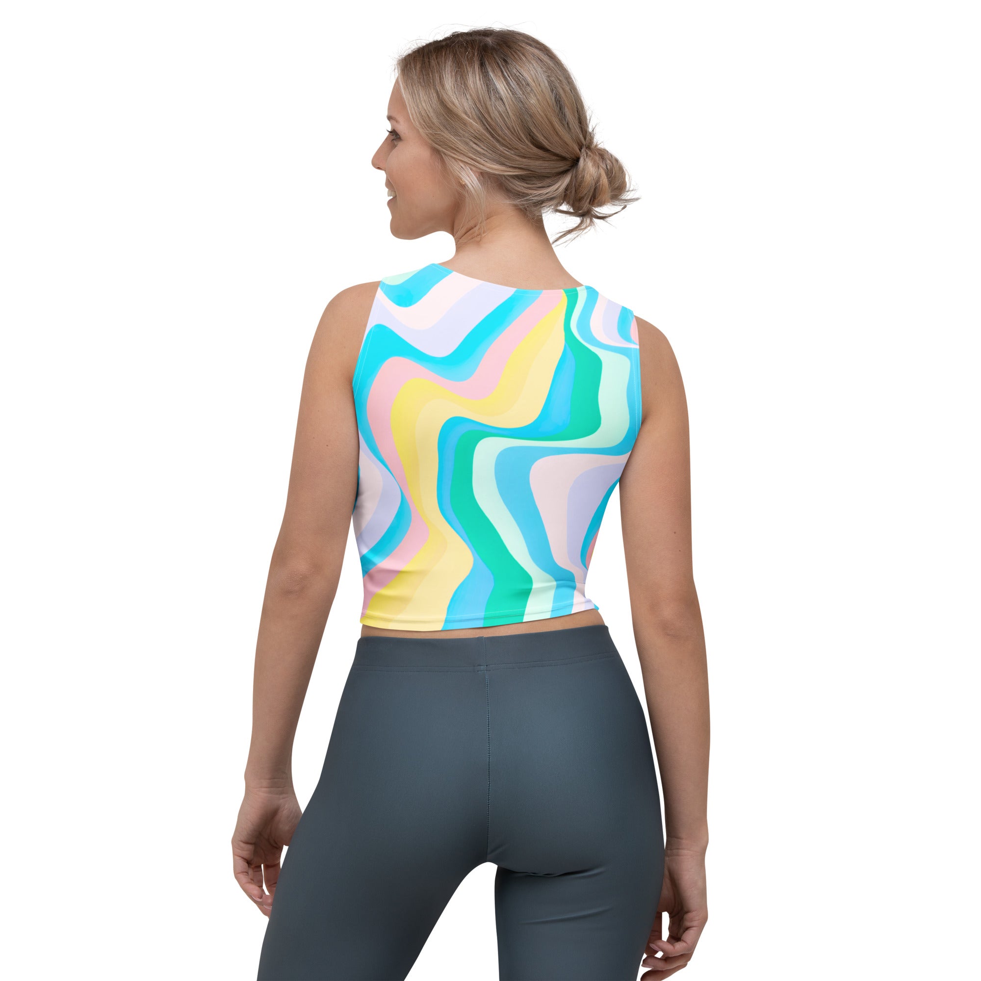 Women's Pastel Wave Buttery Soft Crop Top- Quick-Drying UPF 50+ Stretch Top