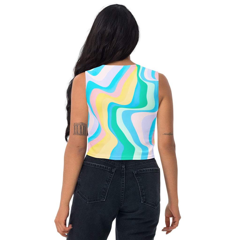 Women's Pastel Wave Buttery Soft Crop Top- Quick-Drying UPF 50+ Stretch Top