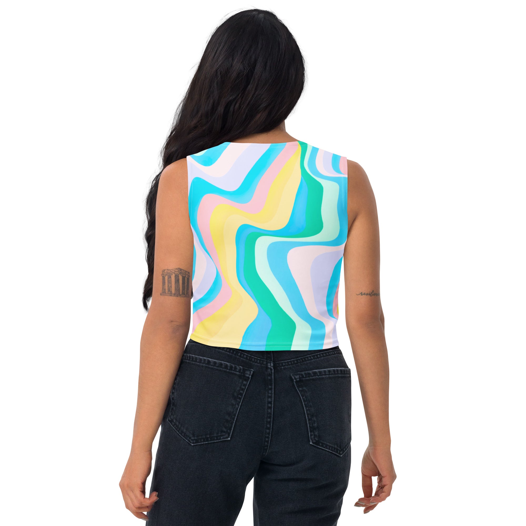 Women's Pastel Wave Buttery Soft Crop Top- Quick-Drying UPF 50+ Stretch Top