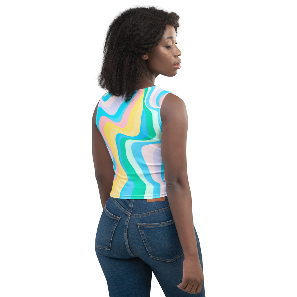 Women's Pastel Wave Buttery Soft Crop Top- Quick-Drying UPF 50+ Stretch Top