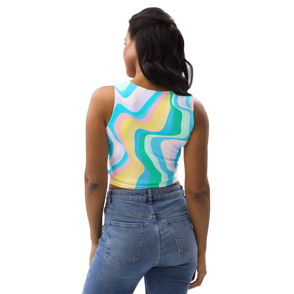 Women's Pastel Wave Buttery Soft Crop Top- Quick-Drying UPF 50+ Stretch Top