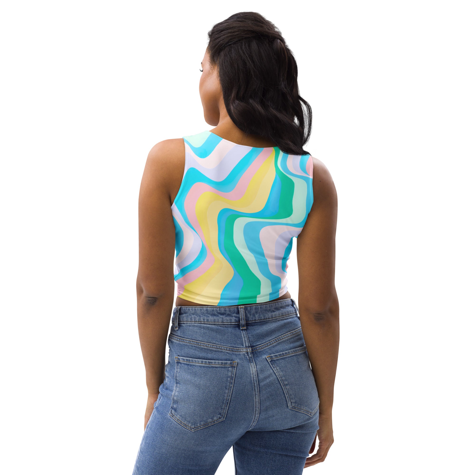 Women's Pastel Wave Buttery Soft Crop Top- Quick-Drying UPF 50+ Stretch Top