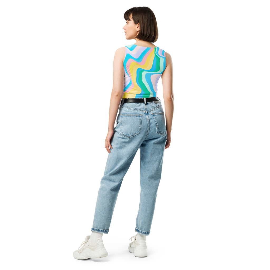 Women's Pastel Wave Buttery Soft Crop Top- Quick-Drying UPF 50+ Stretch Top