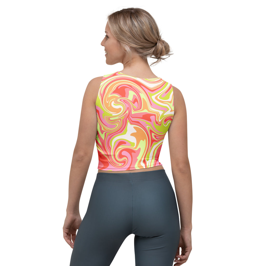 Women's Neon Swirl Buttery Soft Crop Top- Quick-Drying UPF 50+ Stretch Top