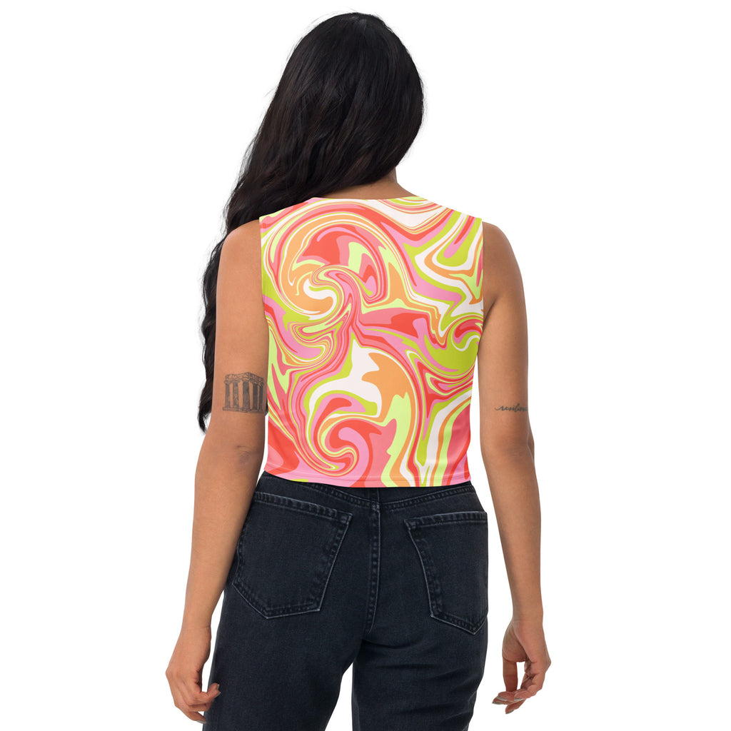 Women's Neon Swirl Buttery Soft Crop Top- Quick-Drying UPF 50+ Stretch Top