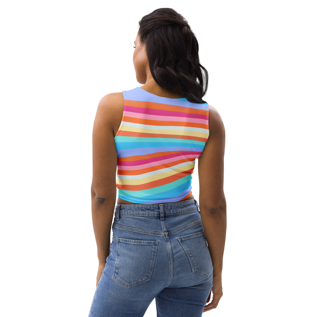 Women's Colorful Wavy Stripe Buttery Soft Crop Top- Quick-Drying UPF 50+ Stretch Top