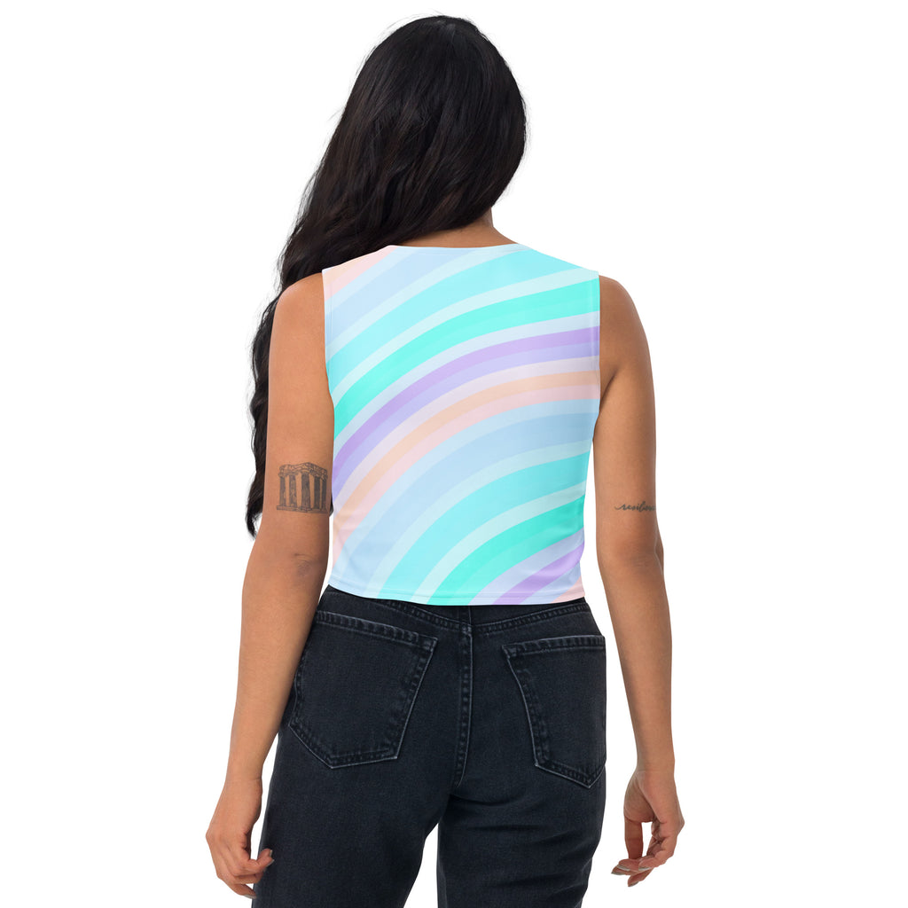 Women's Soft Pastel Stripe Buttery Soft Crop Top- Quick-Drying UPF 50+ Stretch Top