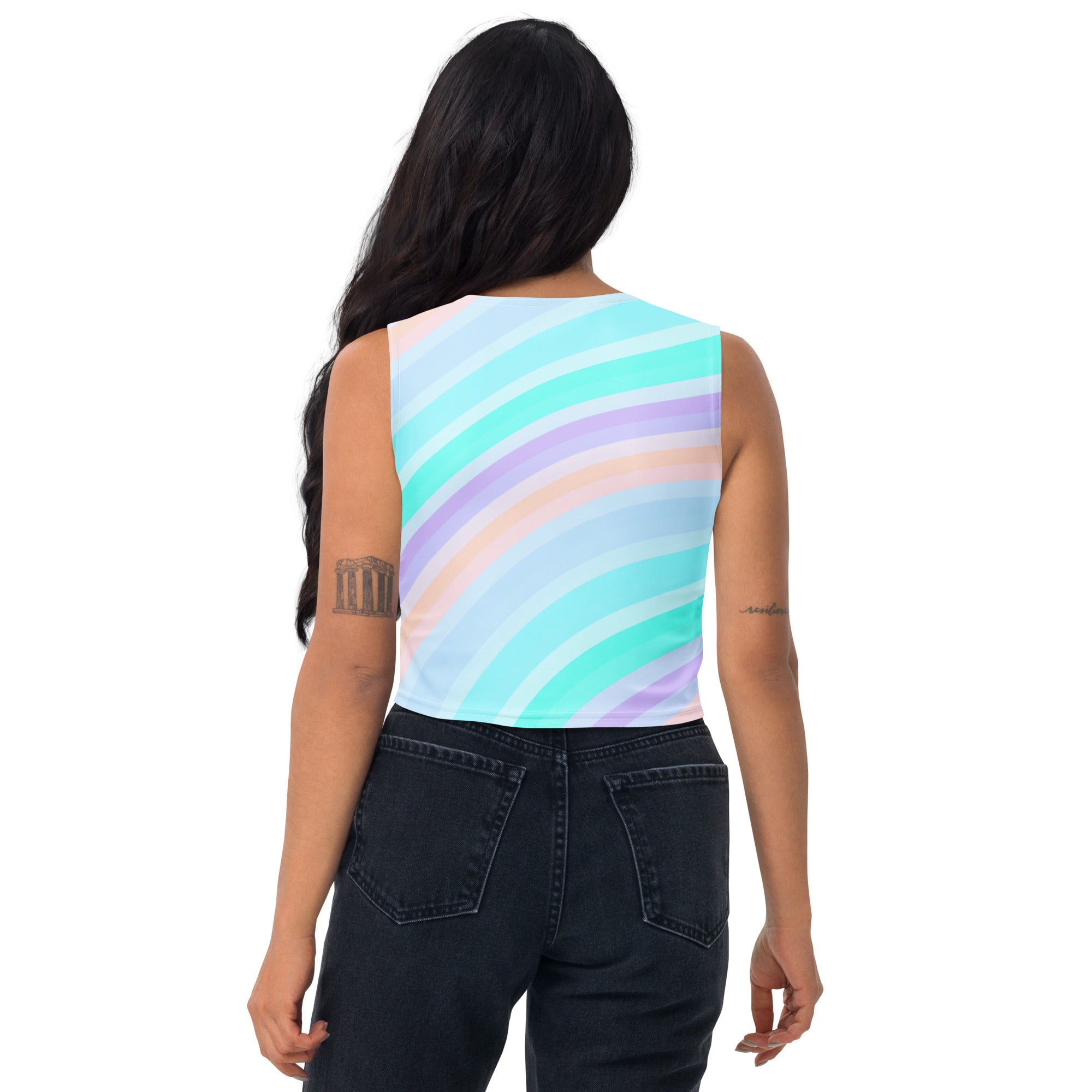 Women's Soft Pastel Stripe Buttery Soft Crop Top- Quick-Drying UPF 50+ Stretch Top