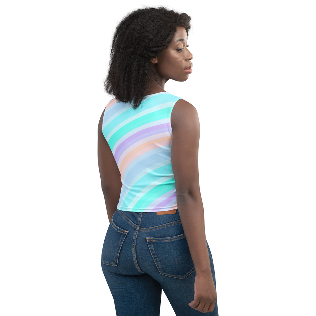 Women's Soft Pastel Stripe Buttery Soft Crop Top- Quick-Drying UPF 50+ Stretch Top