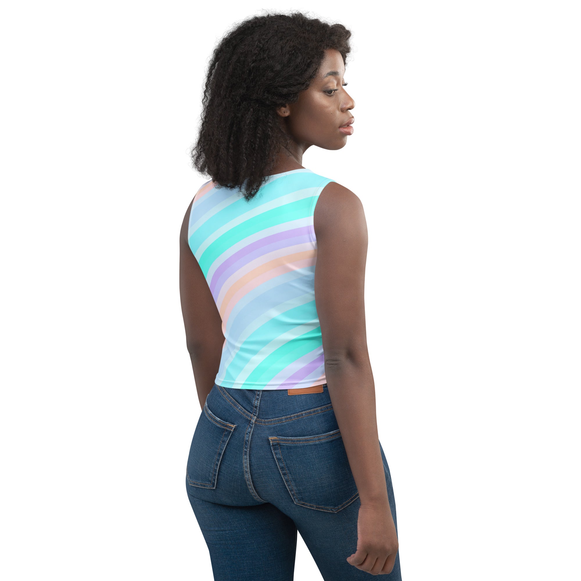 Women's Soft Pastel Stripe Buttery Soft Crop Top- Quick-Drying UPF 50+ Stretch Top