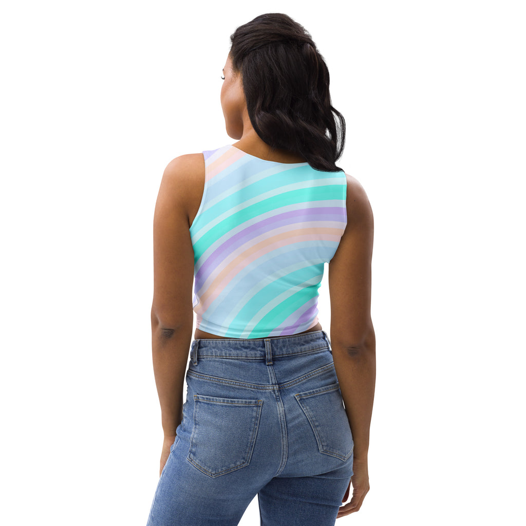Women's Soft Pastel Stripe Buttery Soft Crop Top- Quick-Drying UPF 50+ Stretch Top