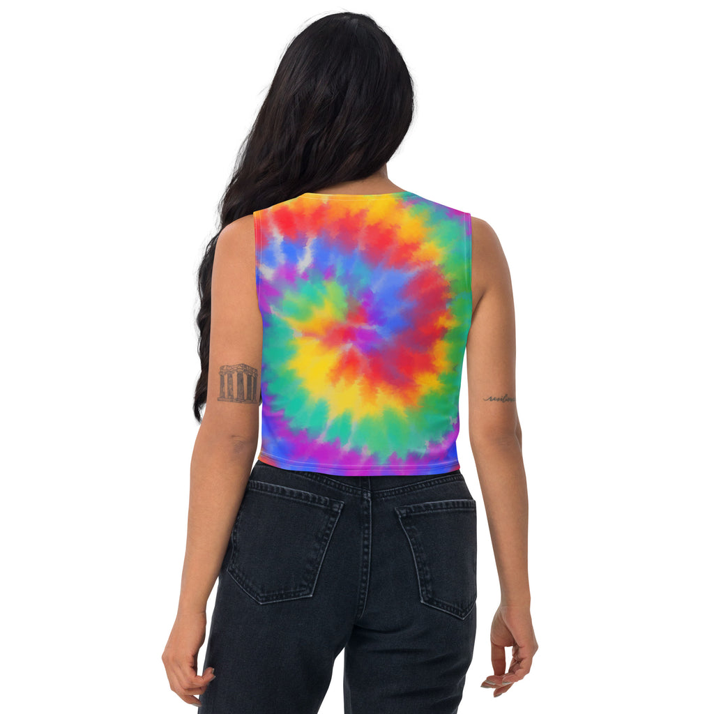 Women's Bright Watercolor Tie Dye Buttery Soft Crop Top- Quick-Drying UPF 50+ Stretch Top