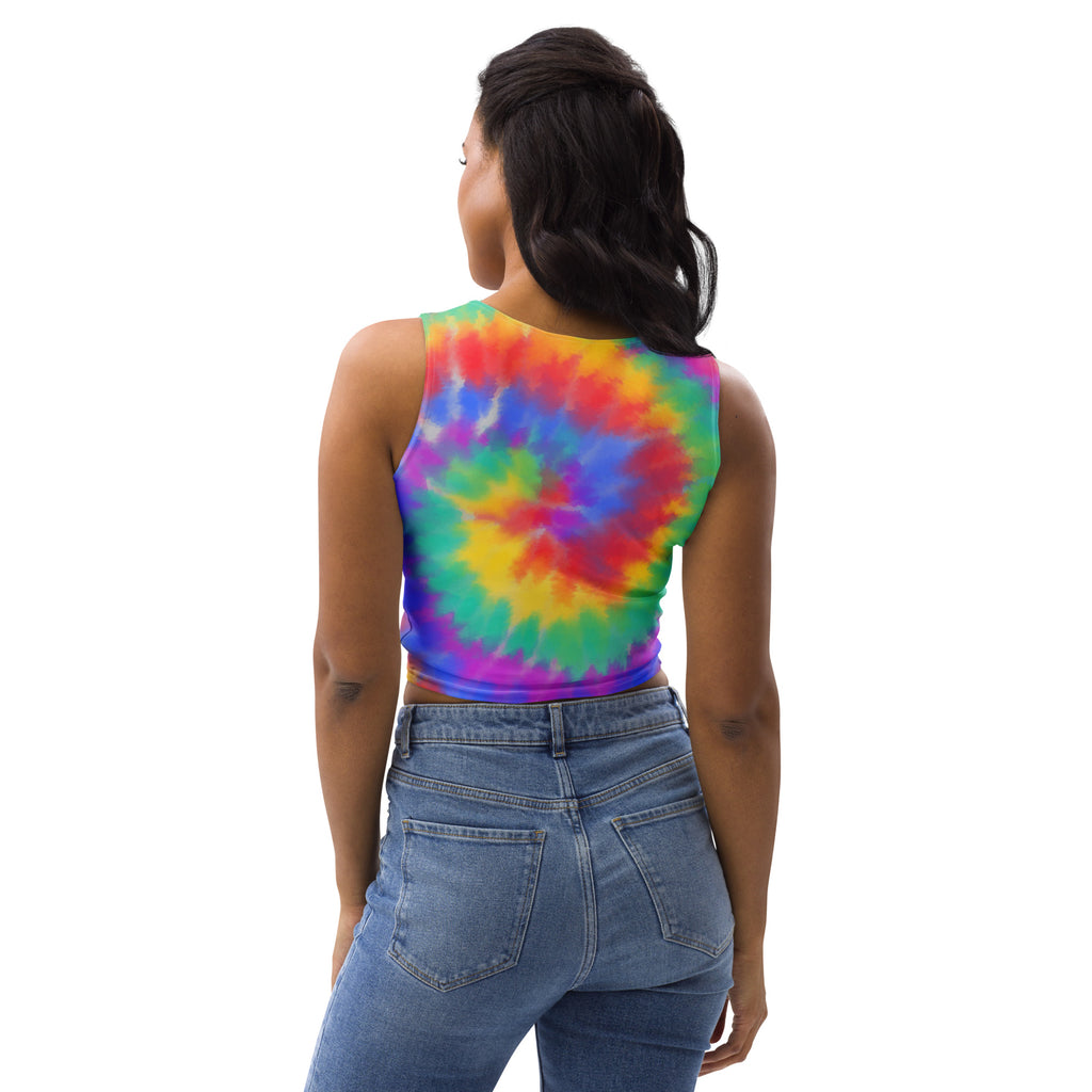 Women's Bright Watercolor Tie Dye Buttery Soft Crop Top- Quick-Drying UPF 50+ Stretch Top