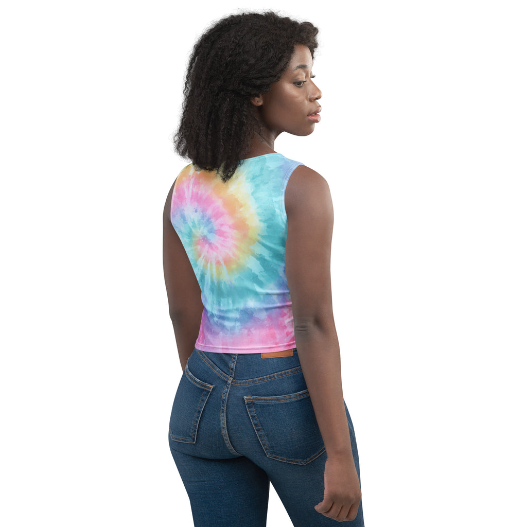 Women's Pastel Watercolor Tie Dye Buttery Soft Crop Top- Quick-Drying UPF 50+ Stretch Top