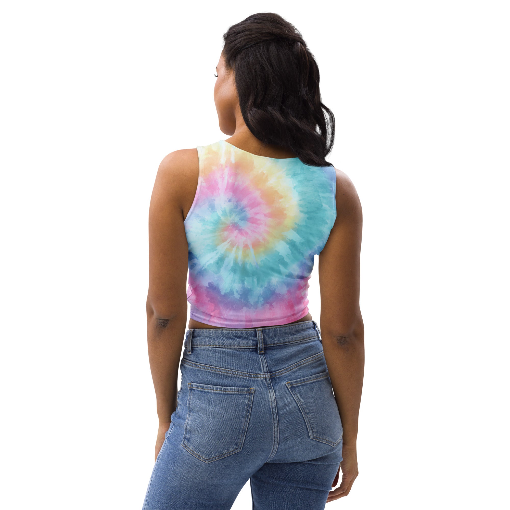 Women's Pastel Watercolor Tie Dye Buttery Soft Crop Top- Quick-Drying UPF 50+ Stretch Top