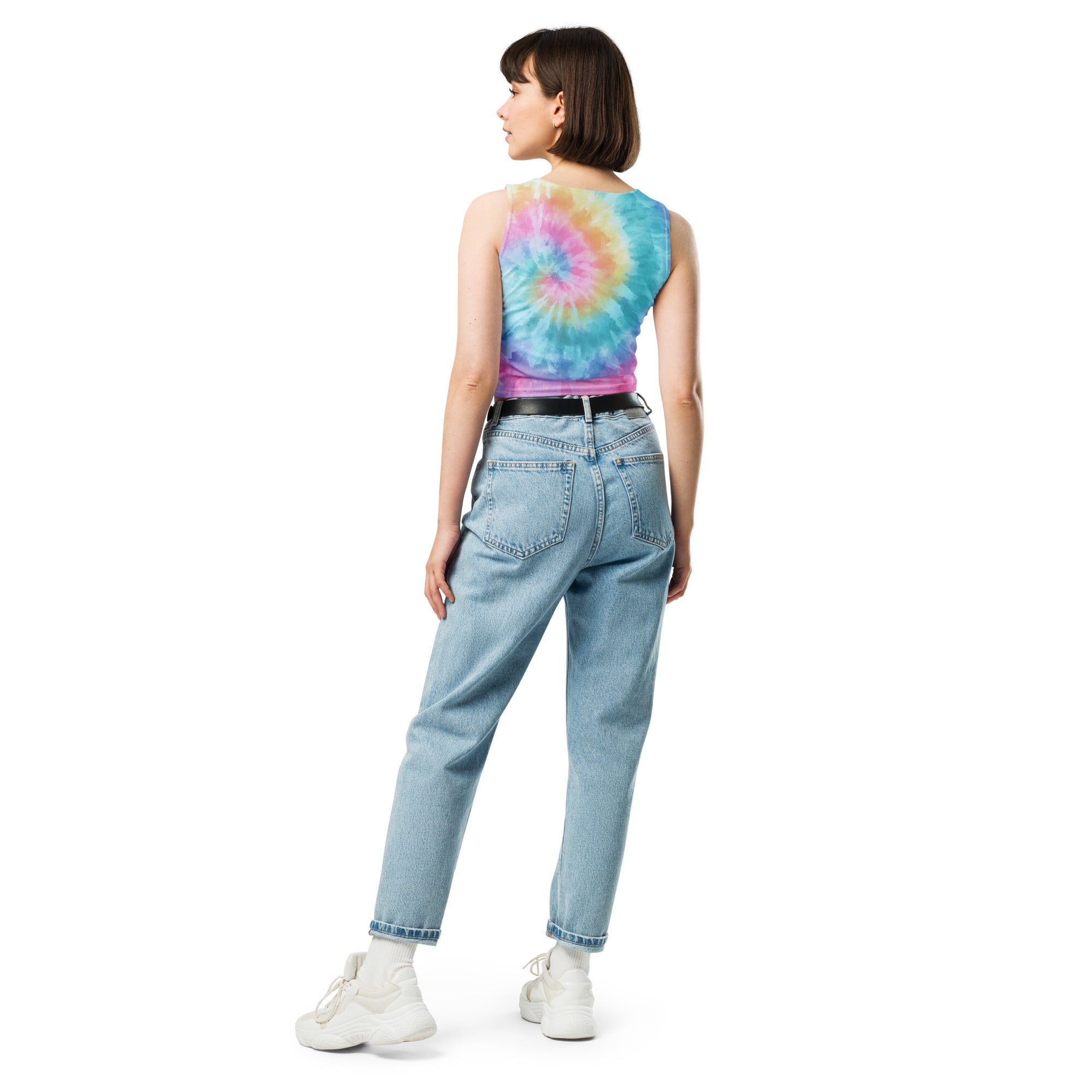 Women's Pastel Watercolor Tie Dye Buttery Soft Crop Top- Quick-Drying UPF 50+ Stretch Top