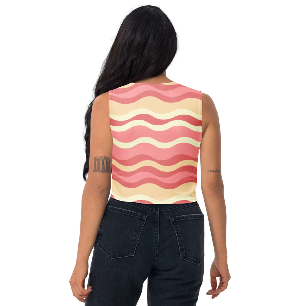 Women's Pink Retro Wave Buttery Soft Crop Top- Quick-Drying UPF 50+ Stretch Top