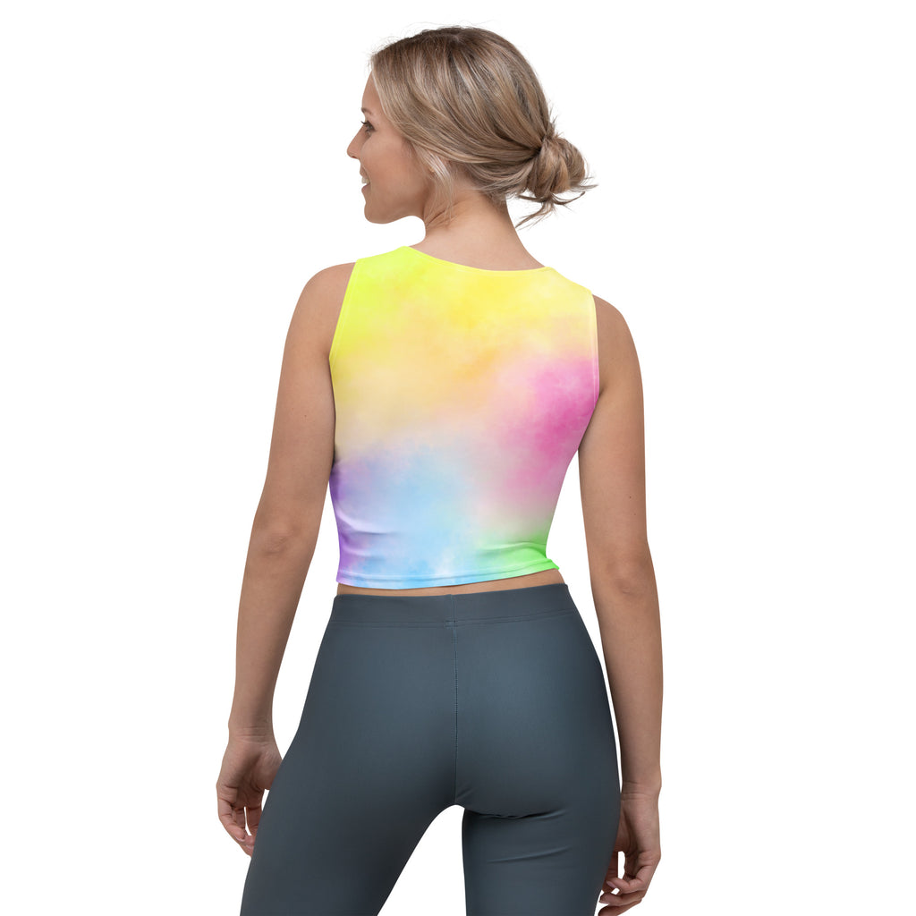Women's Colorful Pastel Watercolor Buttery Soft Crop Top- Quick-Drying UPF 50+ Stretch Top