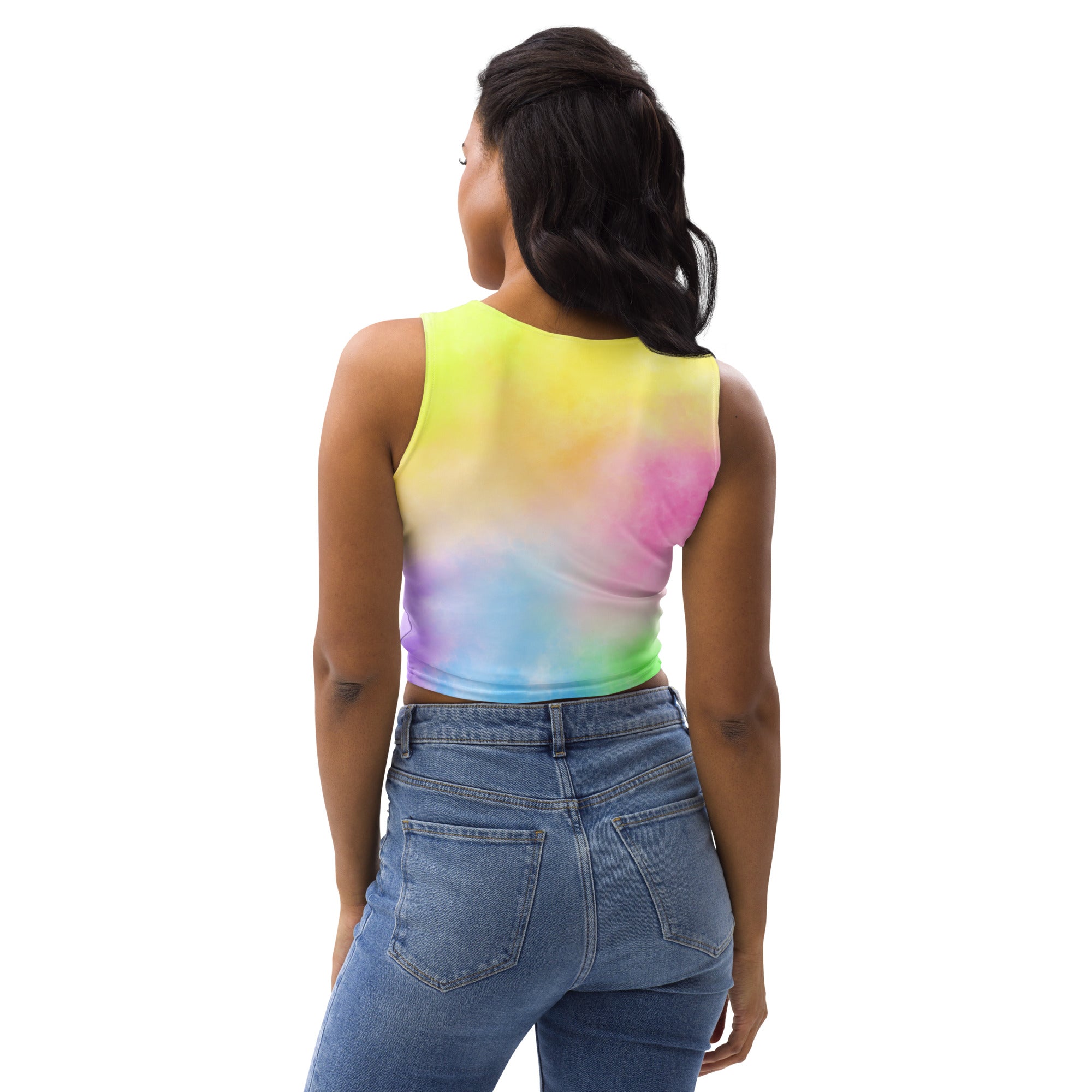 Women's Colorful Pastel Watercolor Buttery Soft Crop Top- Quick-Drying UPF 50+ Stretch Top