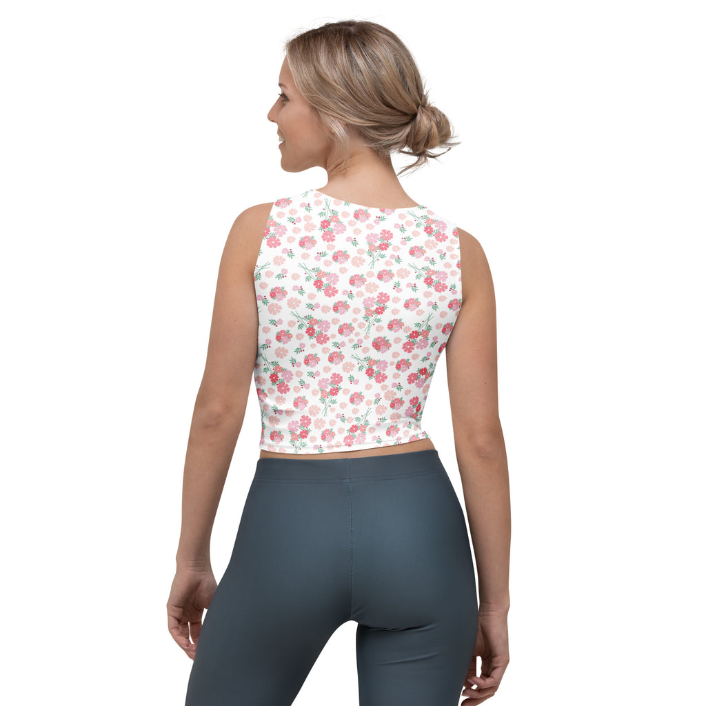 Women's Pink Garden Buttery Soft Crop Top- Quick-Drying UPF 50+ Stretch Top