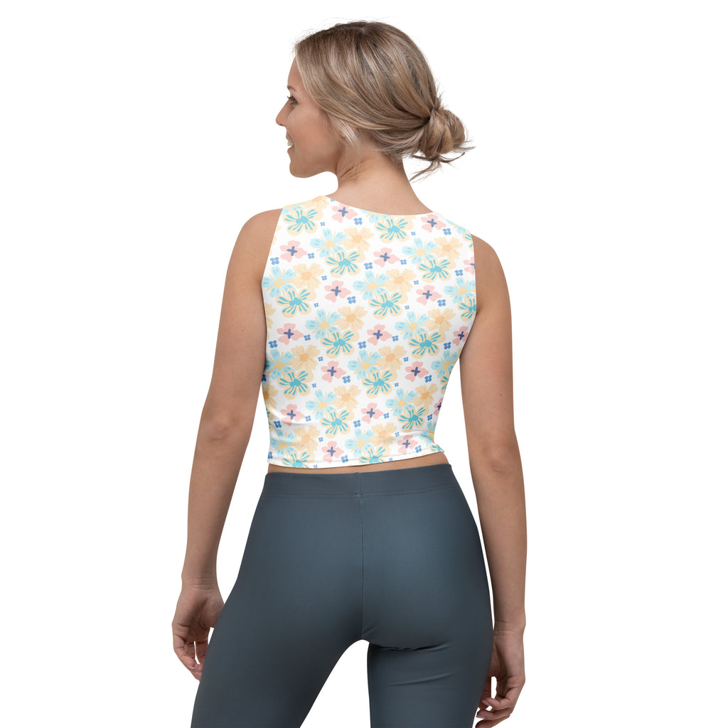 Women's Pastel Floral Buttery Soft Crop Top- Quick-Drying UPF 50+ Stretch Top