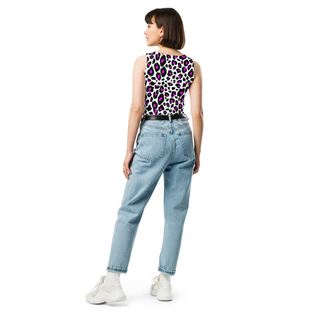 Women's Purple Leopard Buttery Soft Crop Top- Quick-Drying UPF 50+ Stretch Top