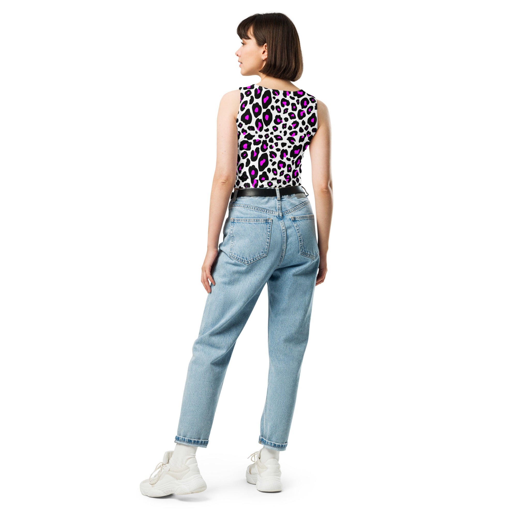 Women's Purple Leopard Buttery Soft Crop Top- Quick-Drying UPF 50+ Stretch Top