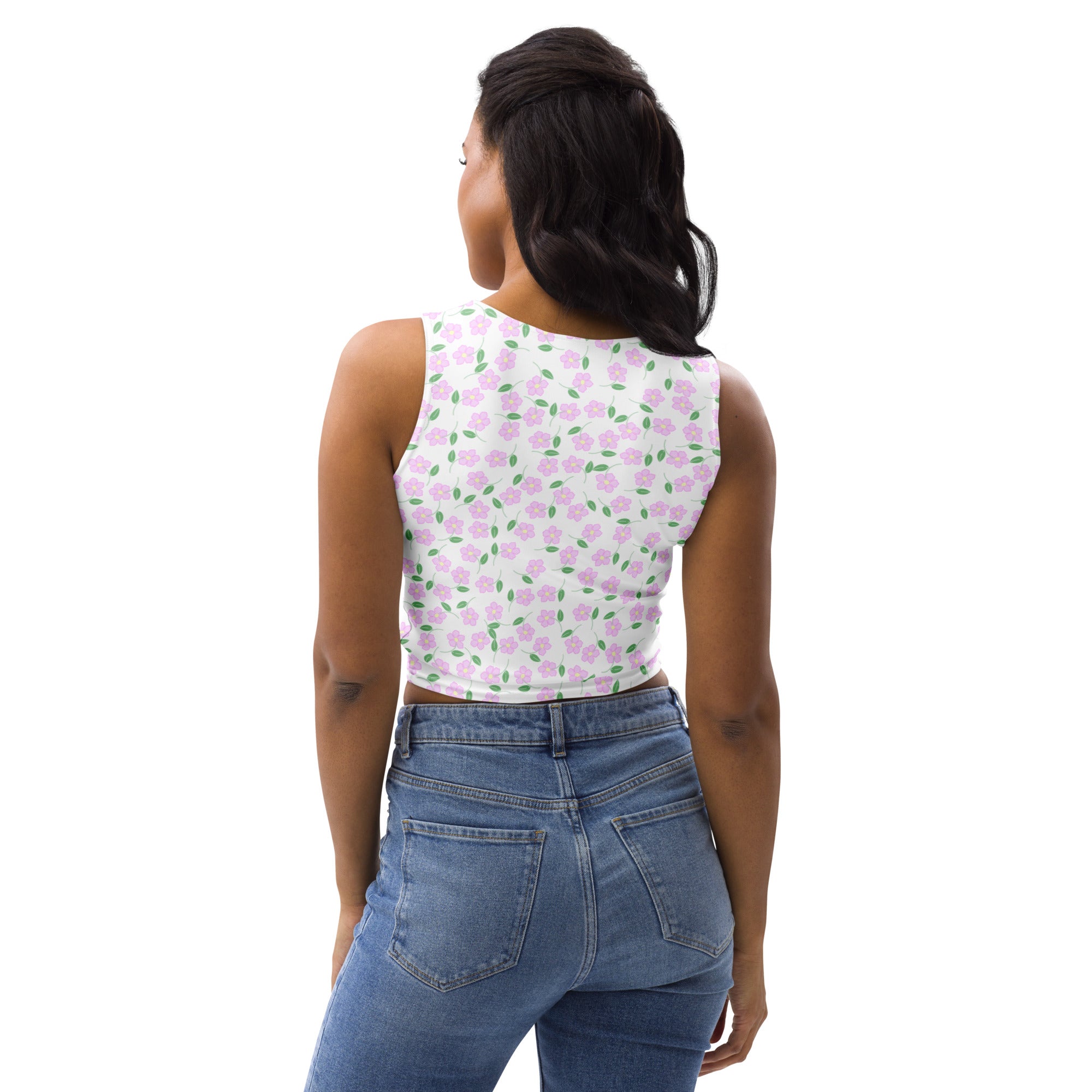 Women's Lavender Floral Buttery Soft Crop Top- Quick-Drying UPF 50+ Stretch Top