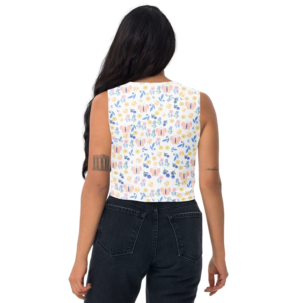 Women's Butterfly Meadow Buttery Soft Crop Top- Quick-Drying UPF 50+ Stretch Top
