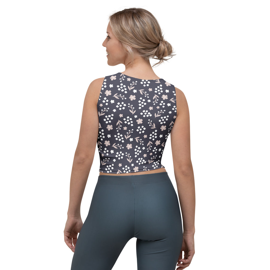 Women's Dark Floral Buttery Soft Crop Top- Quick-Drying UPF 50+ Stretch Top