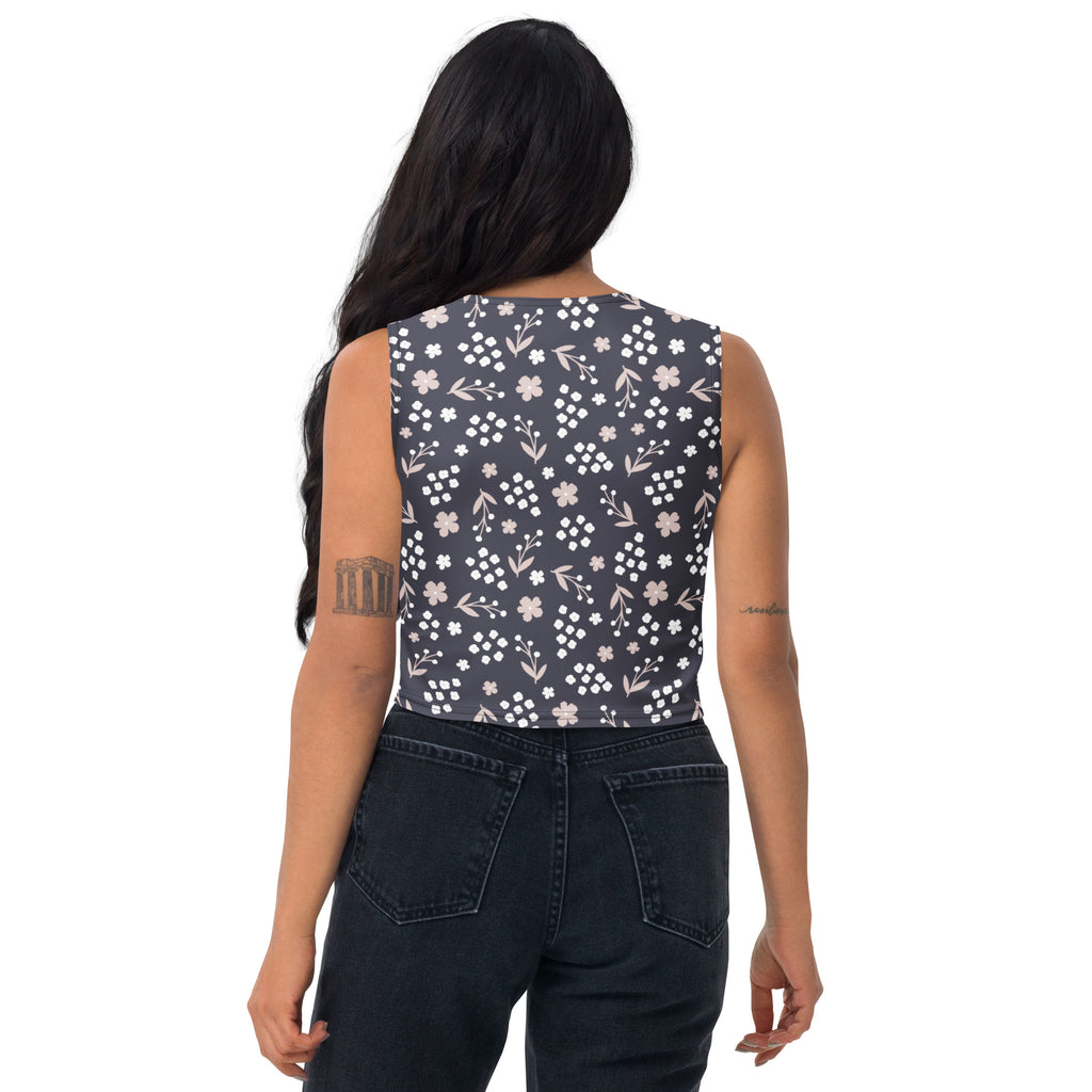 Women's Dark Floral Buttery Soft Crop Top- Quick-Drying UPF 50+ Stretch Top