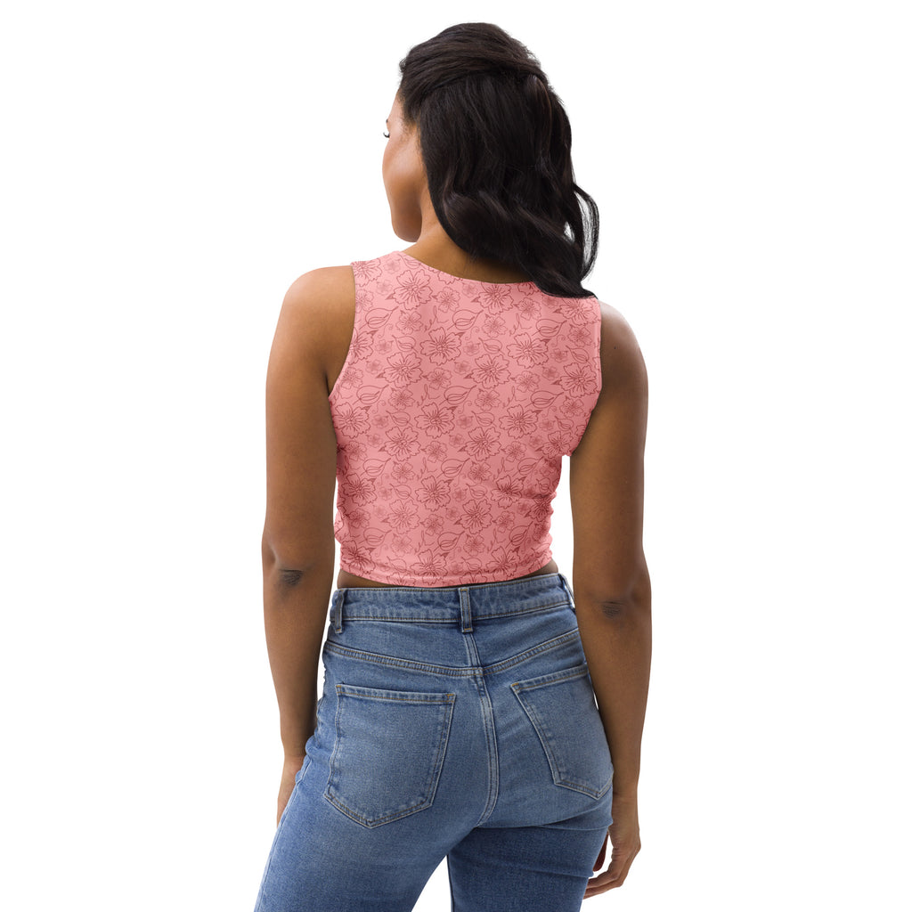 Women's Dusty Rose Floral Buttery Soft Crop Top- Quick-Drying UPF 50+ Stretch Top