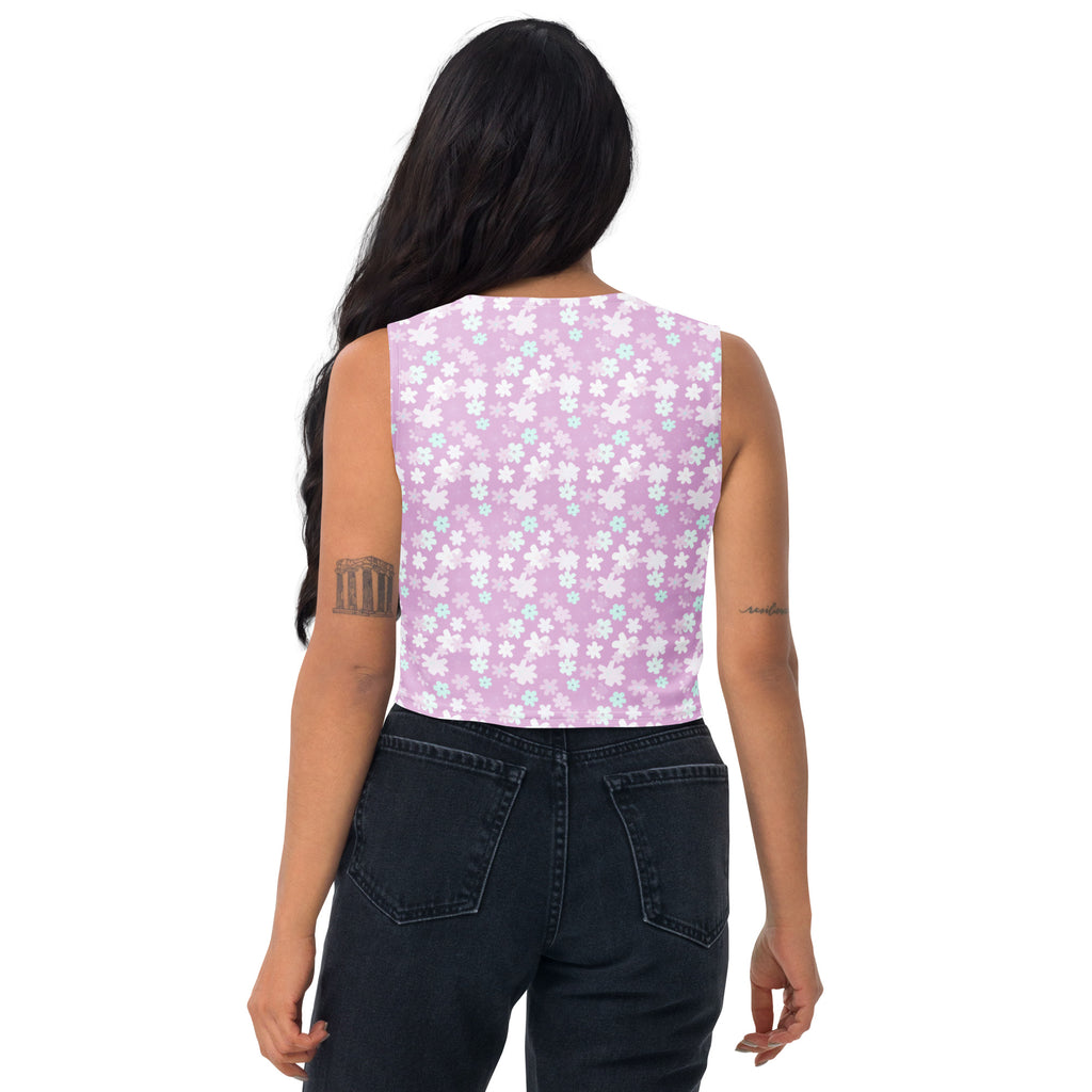 Women's Lavender Daisy Buttery Soft Crop Top- Quick-Drying UPF 50+ Stretch Top