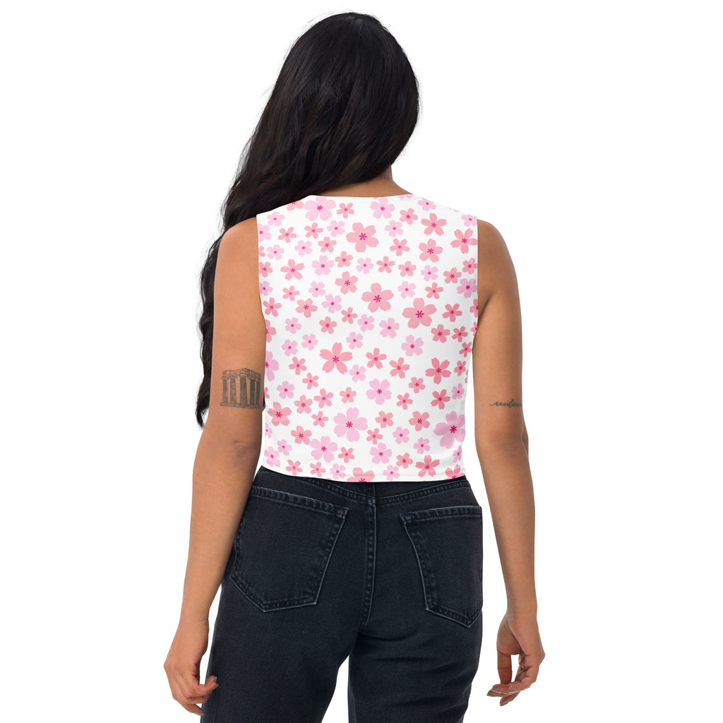 Women's Pink Blossom Buttery Soft Crop Top- Quick-Drying UPF 50+ Stretch Top