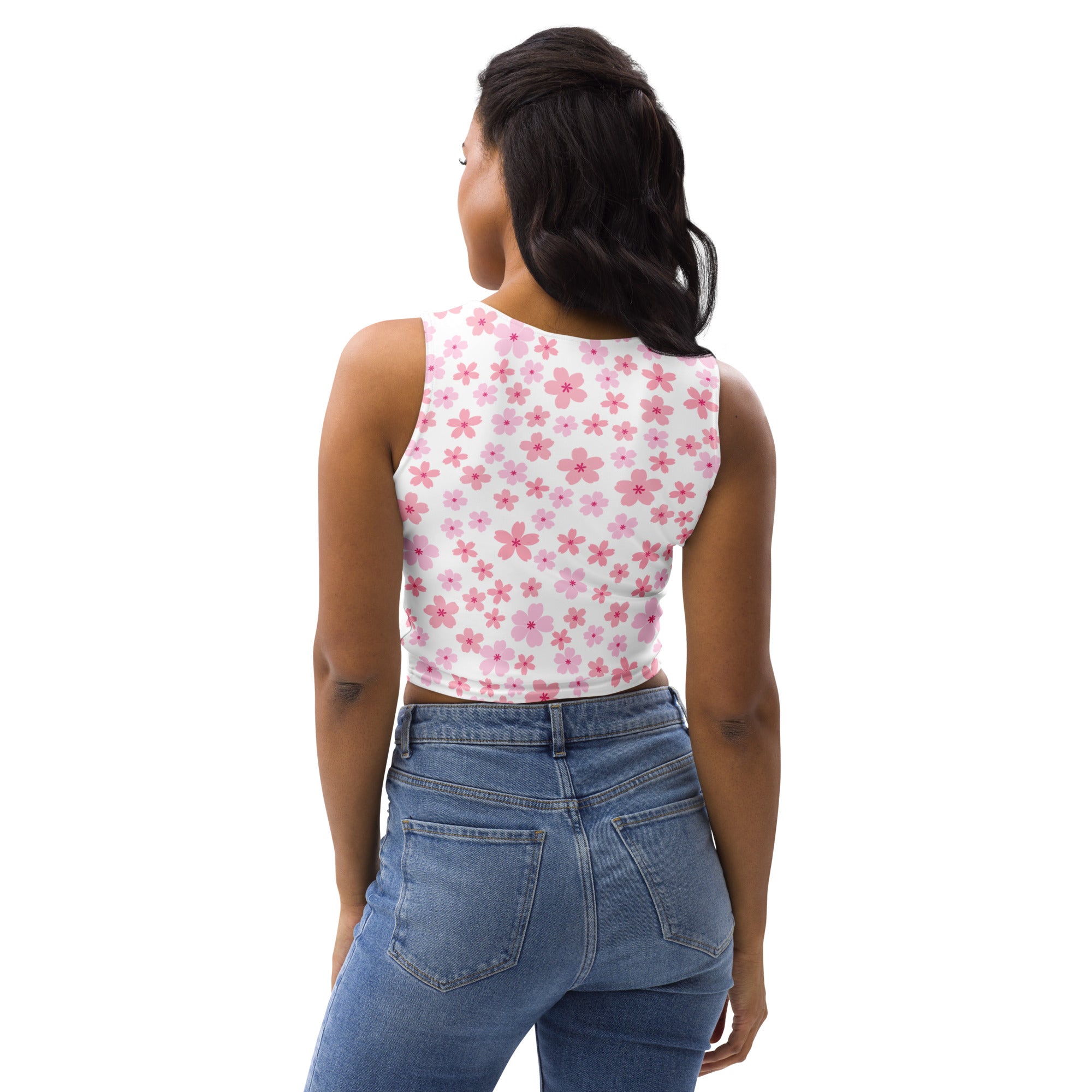 Women's Pink Blossom Buttery Soft Crop Top- Quick-Drying UPF 50+ Stretch Top