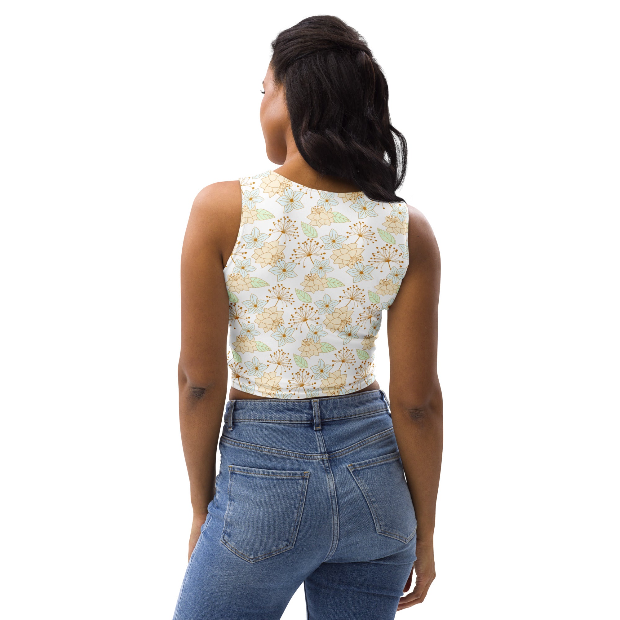 Women's Golden Botanical Buttery Soft Crop Top- Quick-Drying UPF 50+ Stretch Top