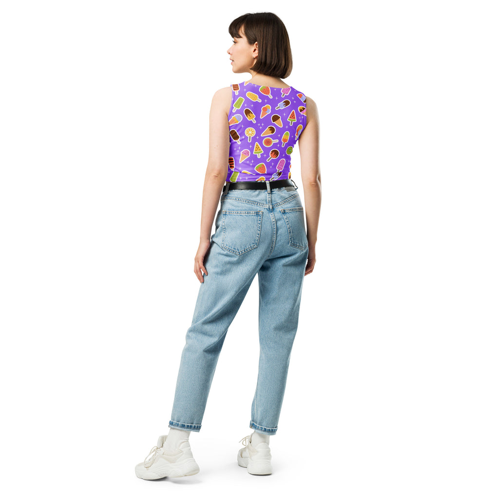 Women's Purple Popsicle Buttery Soft Crop Top- Quick-Drying UPF 50+ Stretch Top
