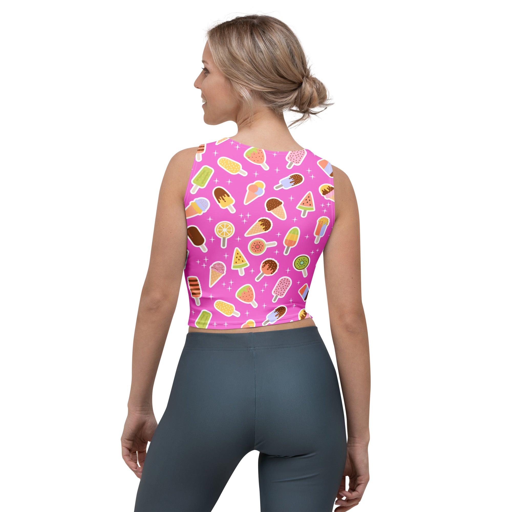 Women's Pink Popsicle Buttery Soft Crop Top- Quick-Drying UPF 50+ Stretch Top