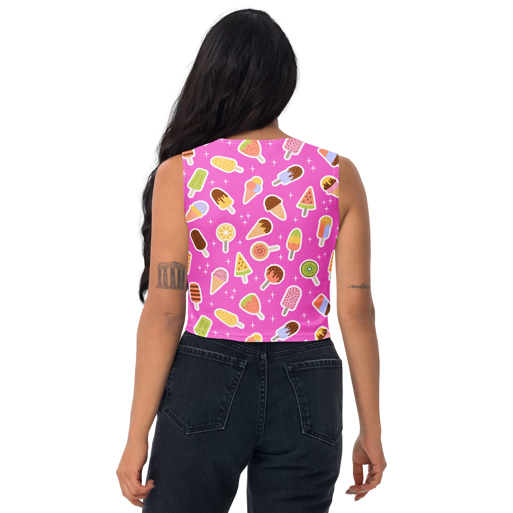 Women's Pink Popsicle Buttery Soft Crop Top- Quick-Drying UPF 50+ Stretch Top